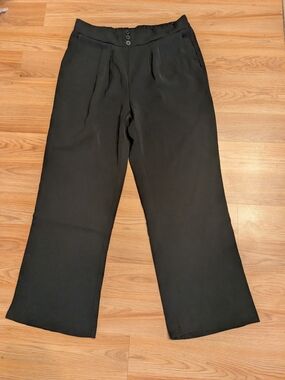 Black Wide-Leg Trousers - Classic Women's Work Pants